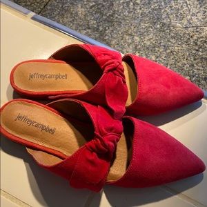 Jeffrey Campbell suede red bow slides sz. 7.5